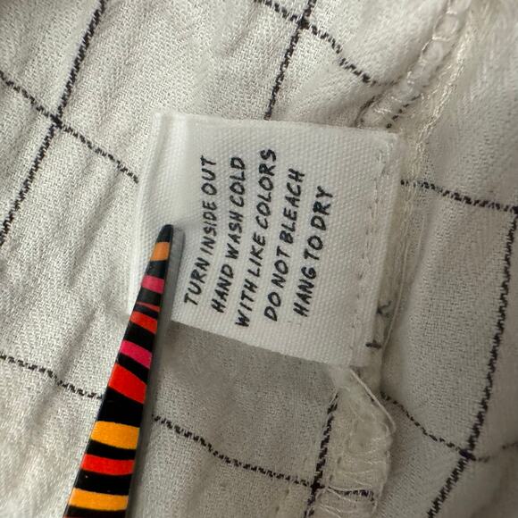 Lydelle size SMALL cream and black window pane plaid wide leg capri pants Cotton - Picture 2 of 8